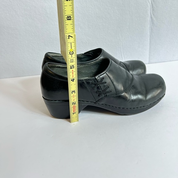Dansko Platform Black Leather Slip-On Clogs Elastic Side Women Work Shoe Sz 7.5 - Picture 8 of 13